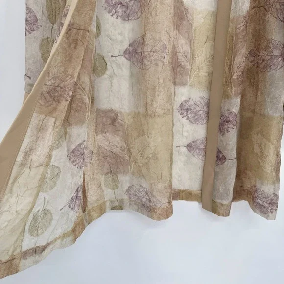 R&M Rcihards Lightweight Tan‎ Leaf Pattern Sheer Cardigan/Beige Pants Set Sz 18 - Picture 4 of 16